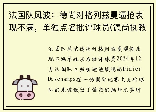 法国队风波：德尚对格列兹曼逼抢表现不满，单独点名批评球员(德尚执教法国多少年)